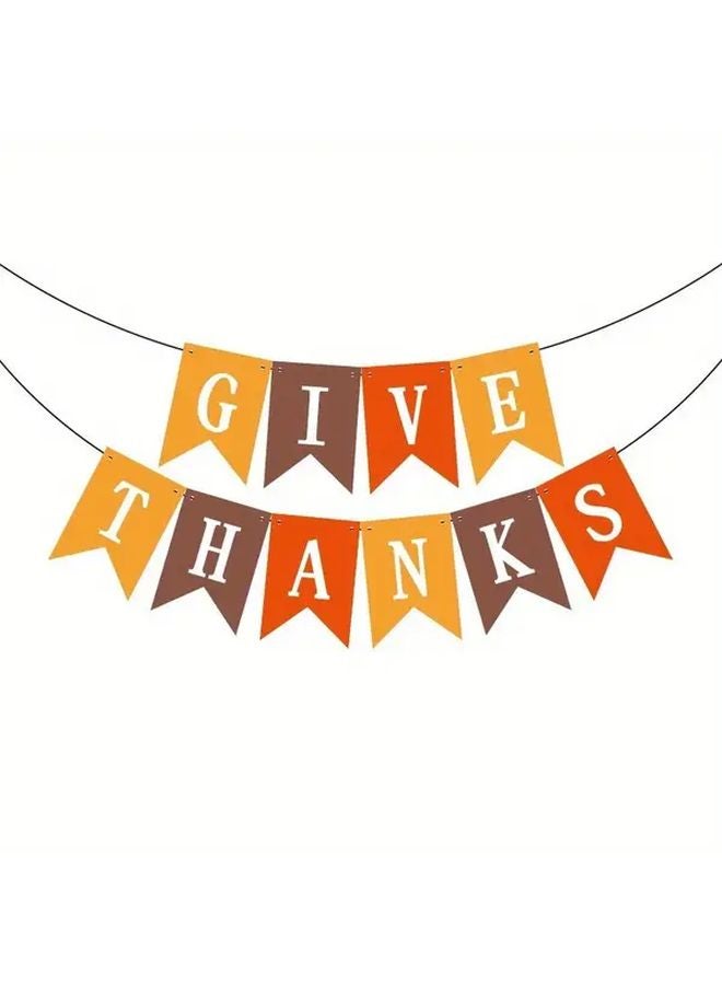 Give Thanks Thanksgiving Banner Garland Set With Maple Leaf Autumn Harvest Decor - Image 4